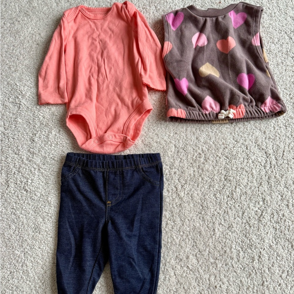Carter's Coral Onesie with Navy Leggings Set